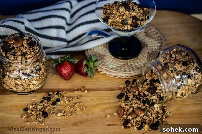 Crunchy Homemade Granola Recipe for Breakfast & Snacks 5 Homemade Granola with Dried Fruit & Nuts