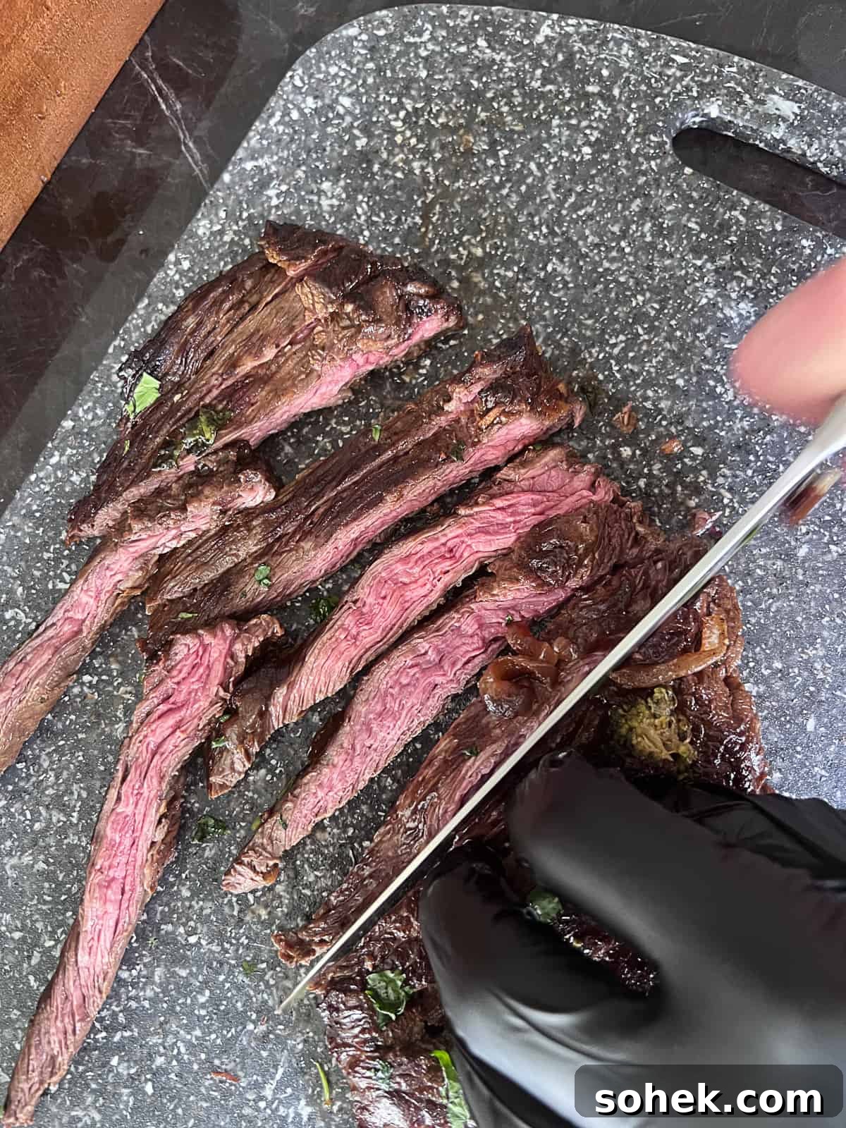 Zesty Flap Steak Marinade for Juicy, Flavor-Packed Grilling 5 Cutting Tender Marinaded Flap Steak after Griddle Cooking