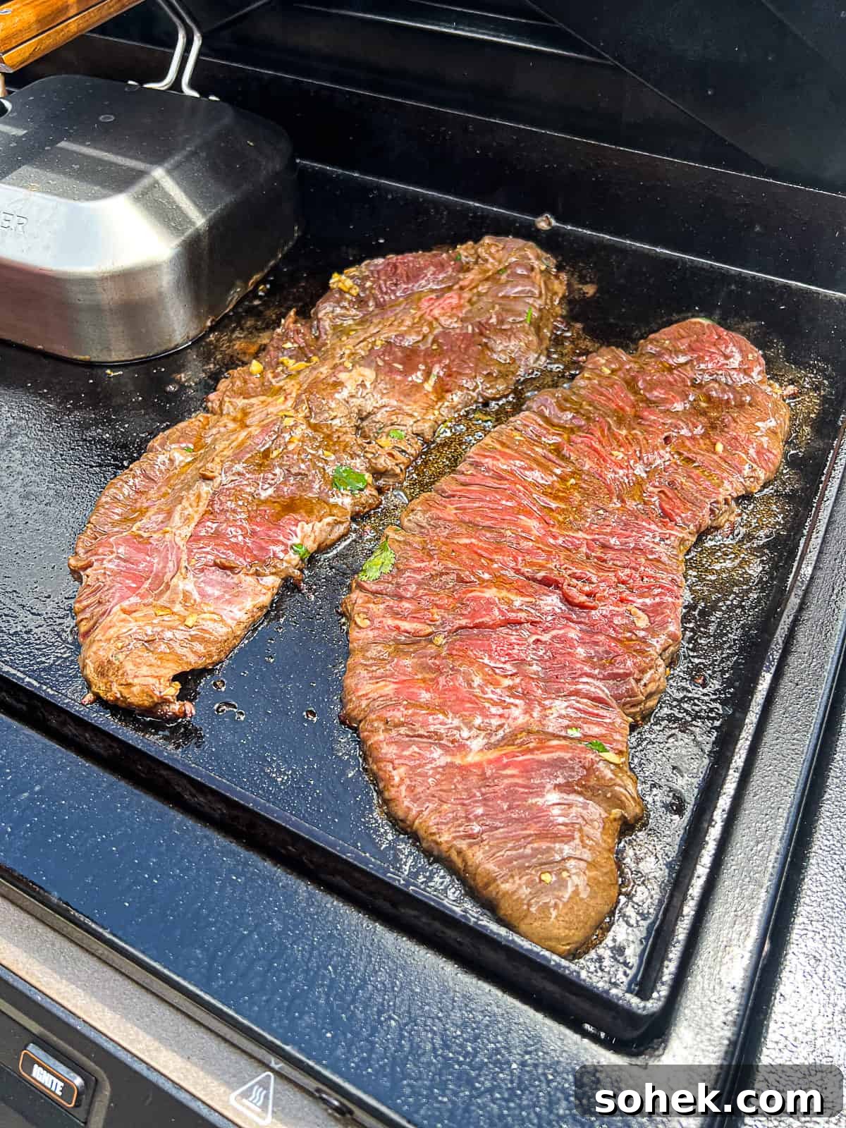 Zesty Flap Steak Marinade for Juicy, Flavor-Packed Grilling 7 Traeger Flatrock Griddle Cooking Marinated Flap Steak