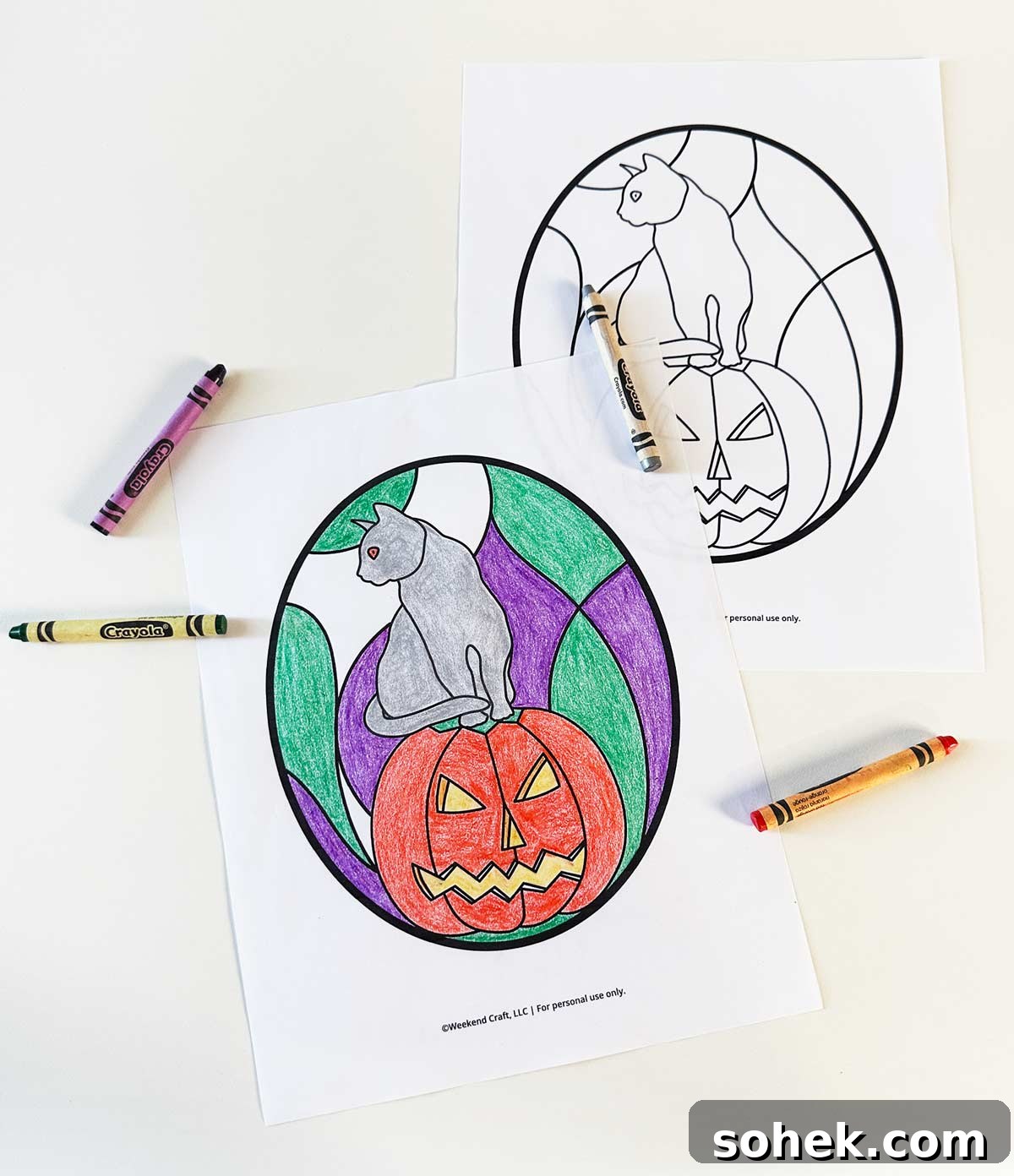 Printable Halloween Coloring Pages for Kids and Adults 2 Halloween coloring sheet - jack-o-lantern and cat