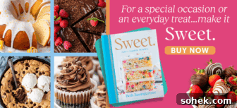 Homemade Oreo Ice Cream Recipe — Creamy Cookies & Cream Treat 3 A cookbook titled Sweet by Beth Baumgartner is surrounded by images of cakes, cookies, cupcakes, and chocolate-dipped strawberries.