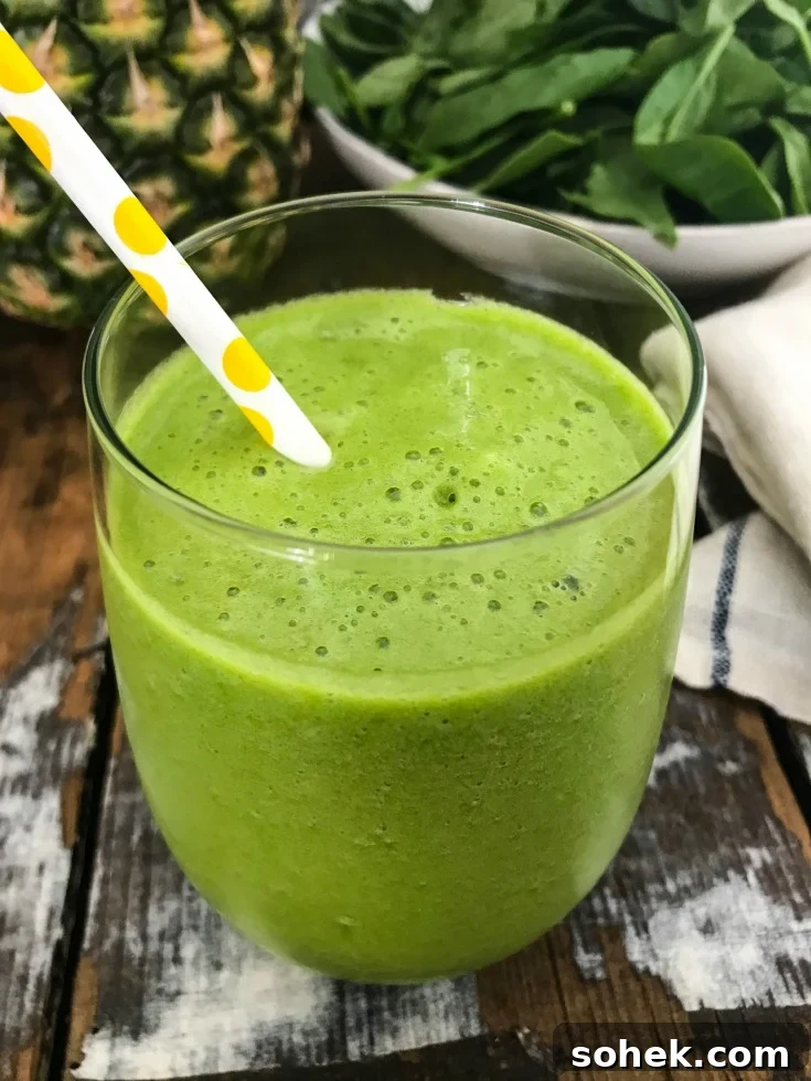 Tropical Green Smoothie Recipe for Energy and Digestion 3 Tropical Green Smoothie glass