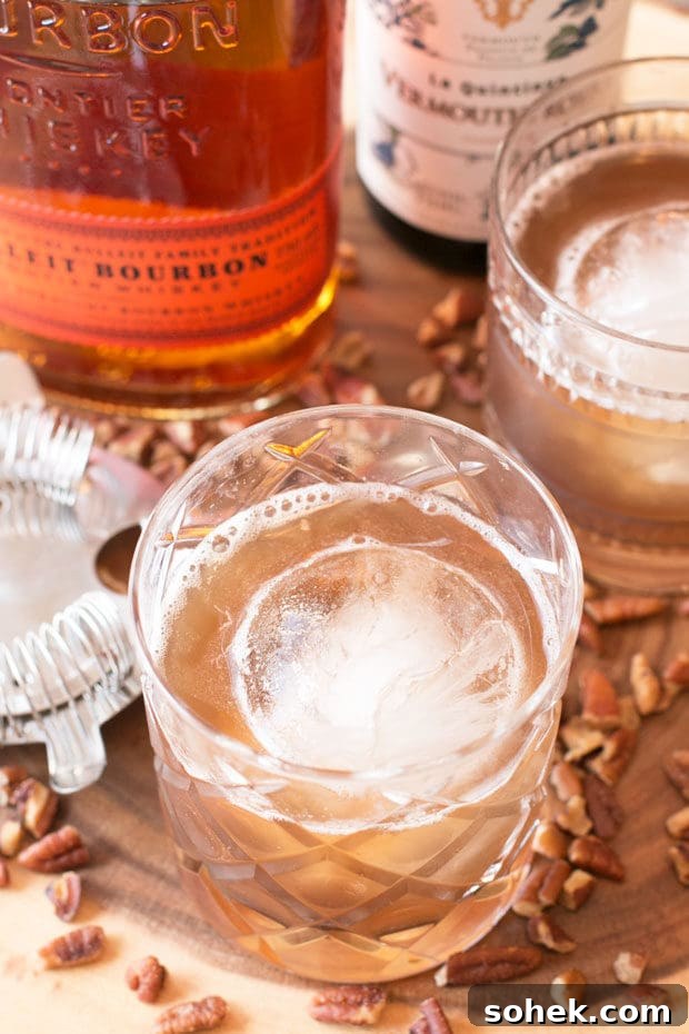 Pecan Pie Manhattan Cocktail Recipe: Bourbon Dessert Drink 2 Pecan Pie Manhattan | cakenknife.com