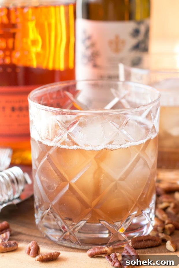 Pecan Pie Manhattan Cocktail Recipe: Bourbon Dessert Drink 3 Pecan Pie Manhattan | cakenknife.com