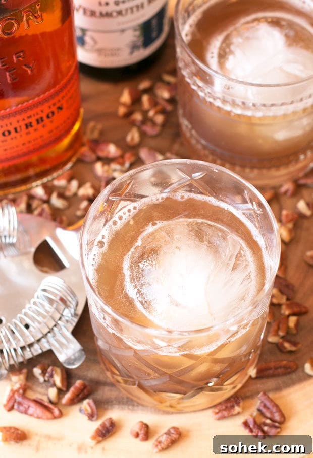 Pecan Pie Manhattan Cocktail Recipe: Bourbon Dessert Drink 5 Pecan Pie Manhattan | cakenknife.com