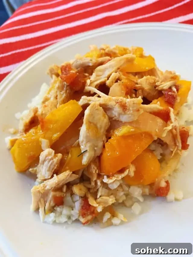 Keto Low-Carb Instant Pot Chicken Fajitas 7 chicken fajitas in instant pot on plate