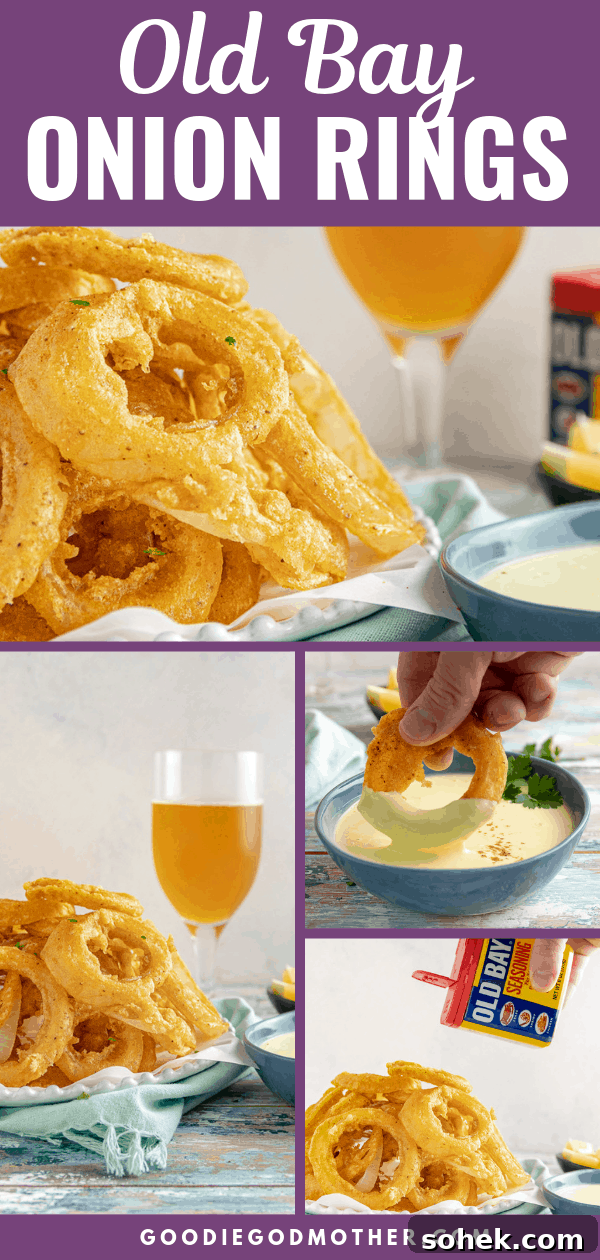 Old Bay Onion Rings with Tangy Lemon Dipping Sauce 2 Beer Battered Old Bay Onion Rings with Creamy Lemon Dipping Sauce - An appetizer or side dish that's boardwalk ready, no matter where you are!