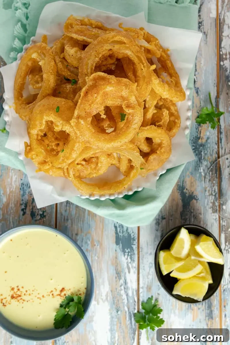 Old Bay Onion Rings with Tangy Lemon Dipping Sauce 7 how to make beer battered onion rings