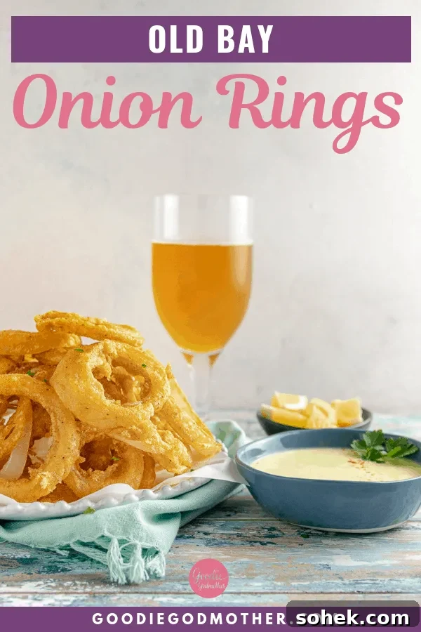 Old Bay Onion Rings with Tangy Lemon Dipping Sauce 9 Beer Battered Old Bay Onion Rings with Creamy Lemon Dipping Sauce - An appetizer or side dish that's boardwalk ready, no matter where you are!