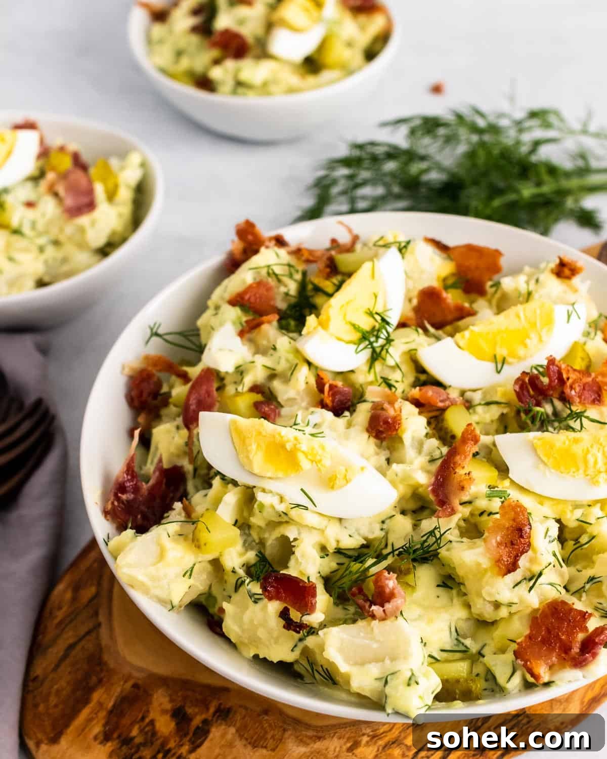 Creamy Instant Pot Potato Salad Recipe — Ready in 20 Minutes 6 Serving Bowl of Potato Salad