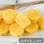 cornbread muffins with one cut in half