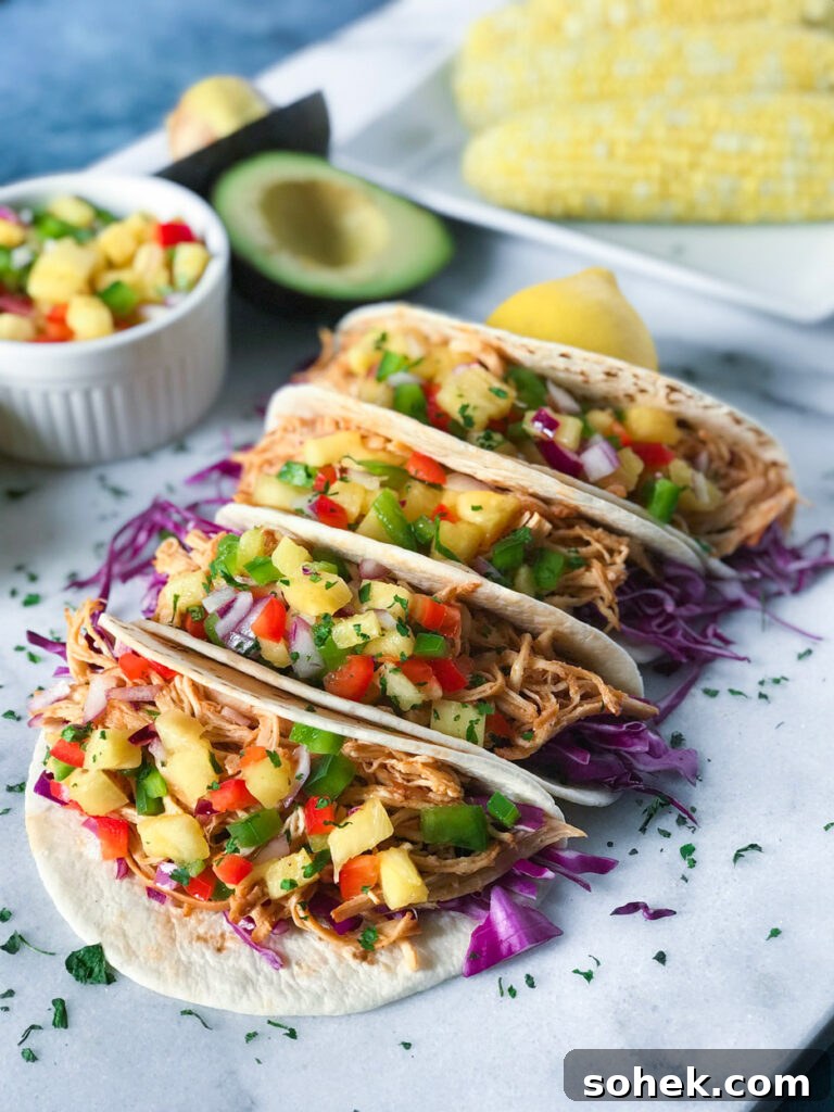 Smoky Shredded BBQ Chicken Tacos with Tangy Slaw 2 Shredded BBQ Chicken Tacos