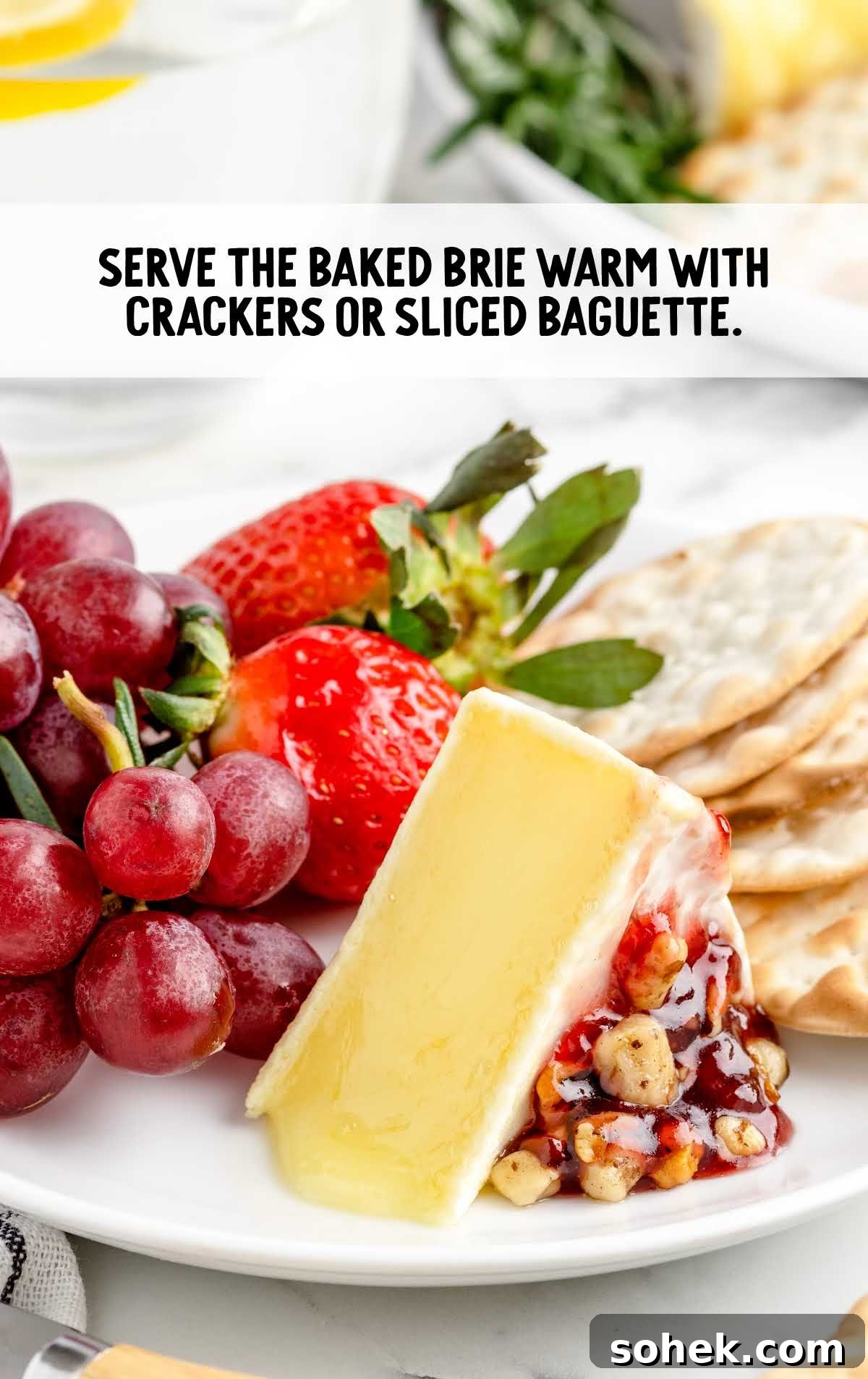 Baked Brie with Jam: Gooey Appetizer Recipe for Entertaining 7 baked brie served with crackers