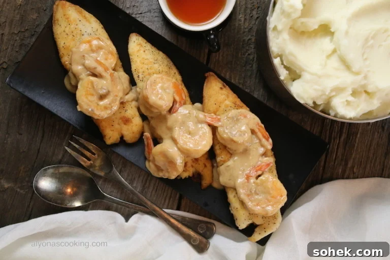 tilapia fillets with creamy shrimp wine sauce
