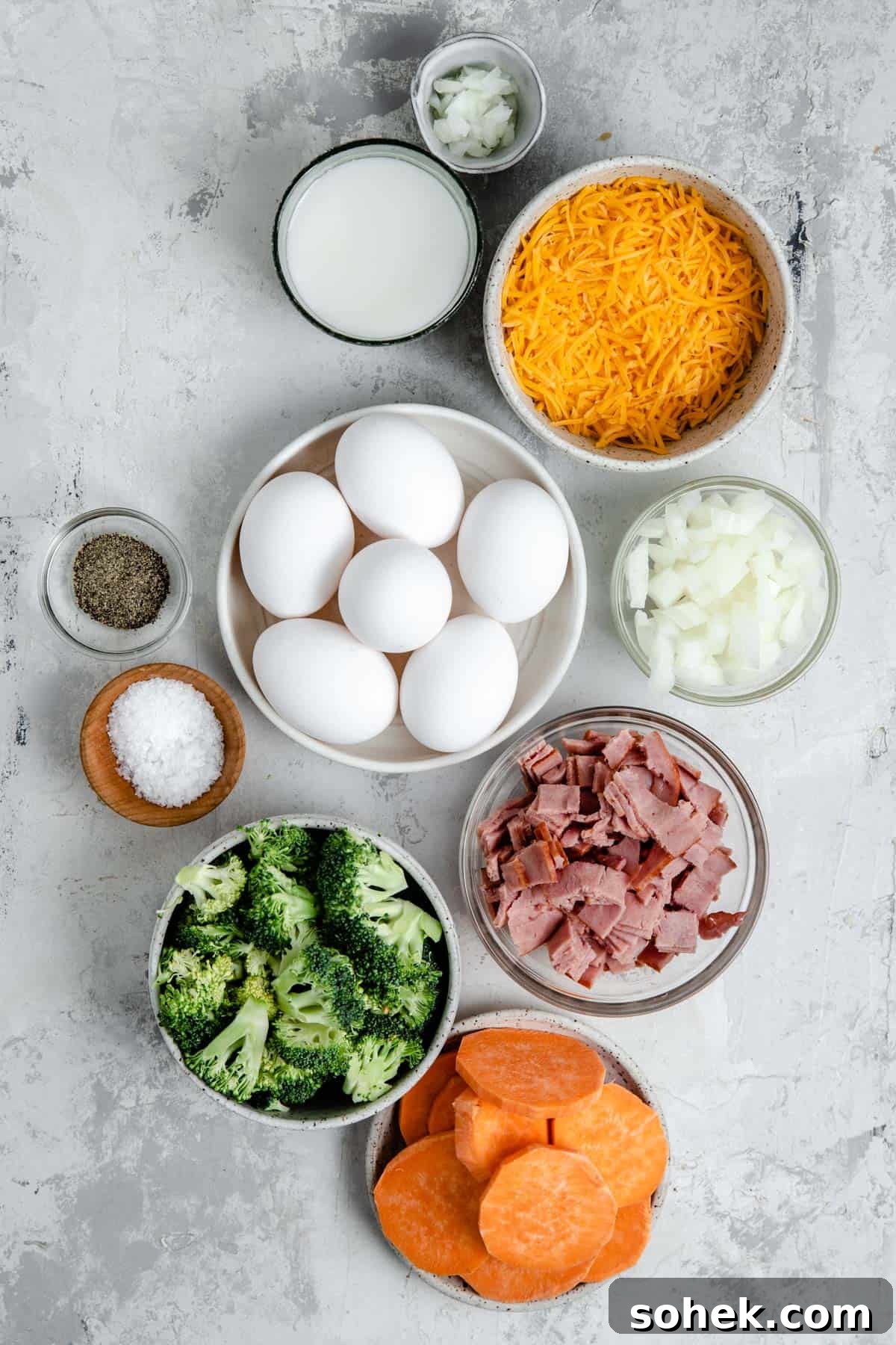 ingredients for broccoli cheddar quiche