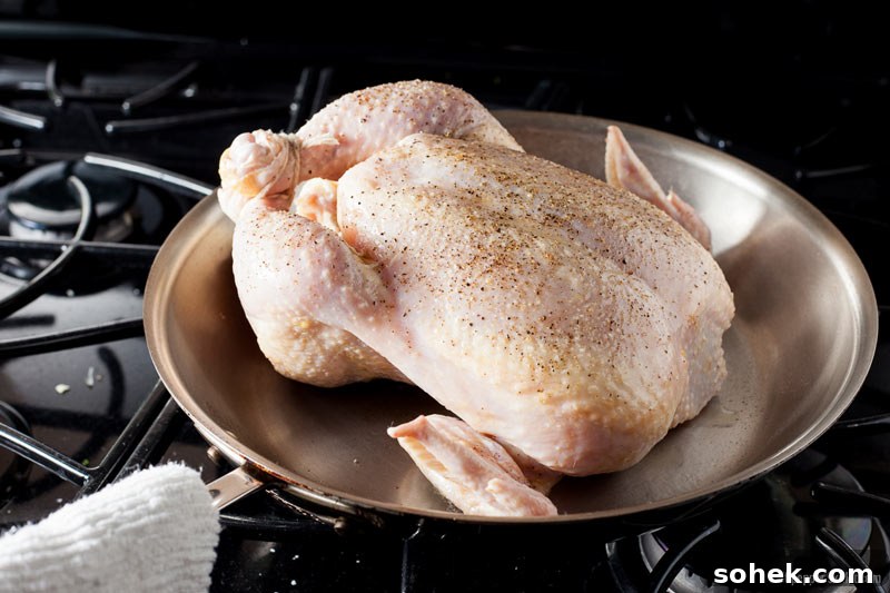 Crispy Skillet Roast Chicken with Garlic and Herbs 3 Easy Skillet Roasted Chicken | SaltPepperskillet.com