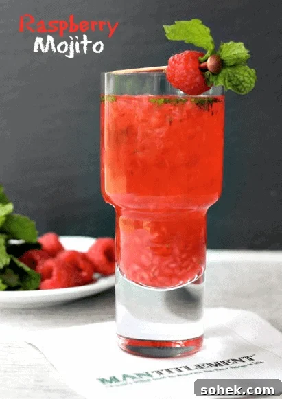 Raspberry Mojito Recipe: Refreshing Mint & Lime Cocktail 3 raspberry mojito with garnish