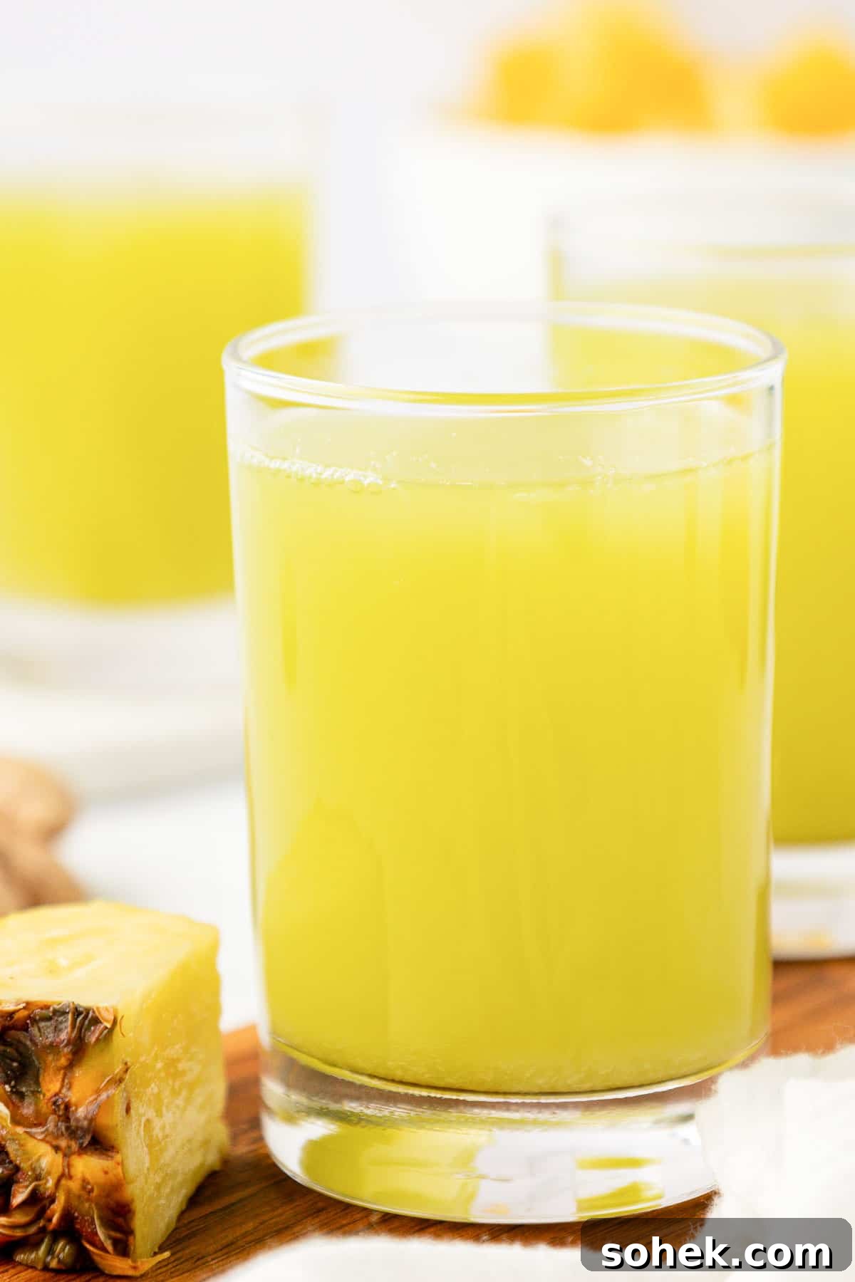 pineapple cucumber juice in a glass