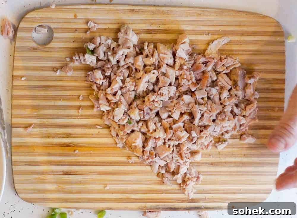 Crispy Air Fryer Empanadas: Homemade Recipe for Perfect Filling 3 chopped chicken for empanadas