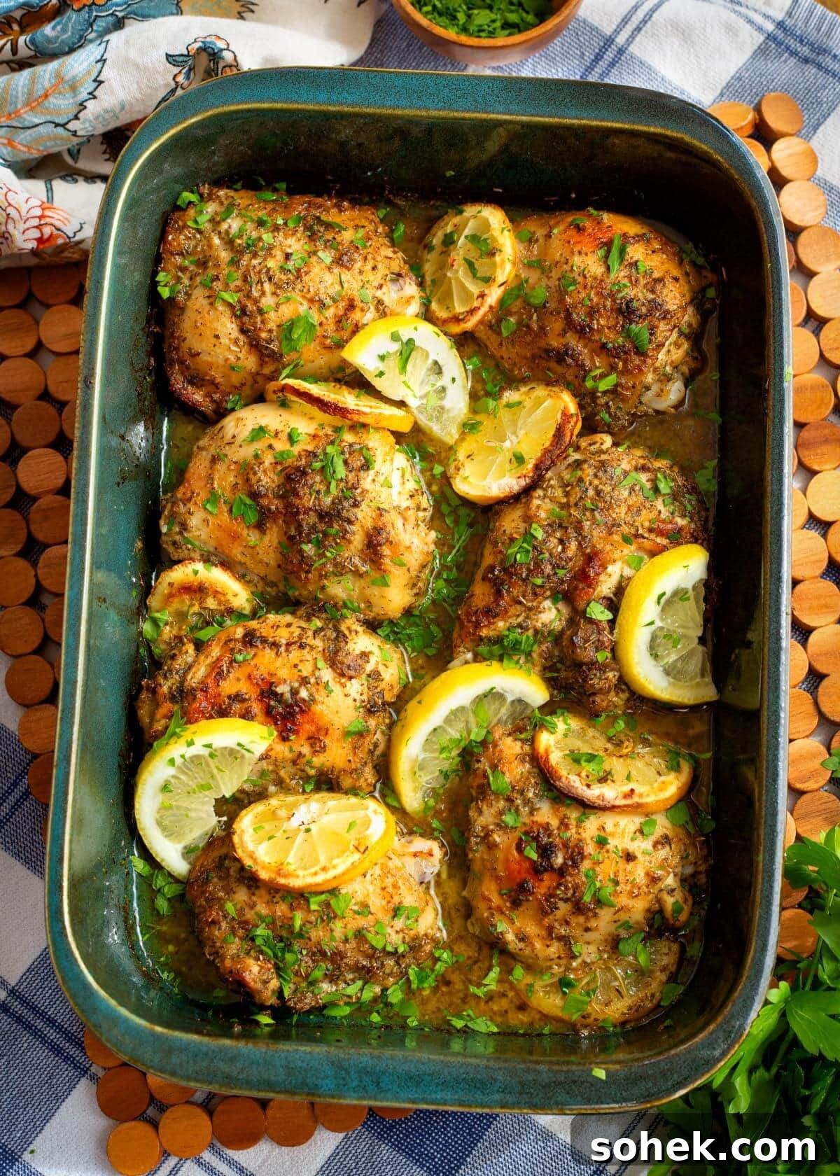 Greek Lemon Roasted Chicken Thighs with Garlic and Oregano 2 Greek Lemon Chicken Thighs