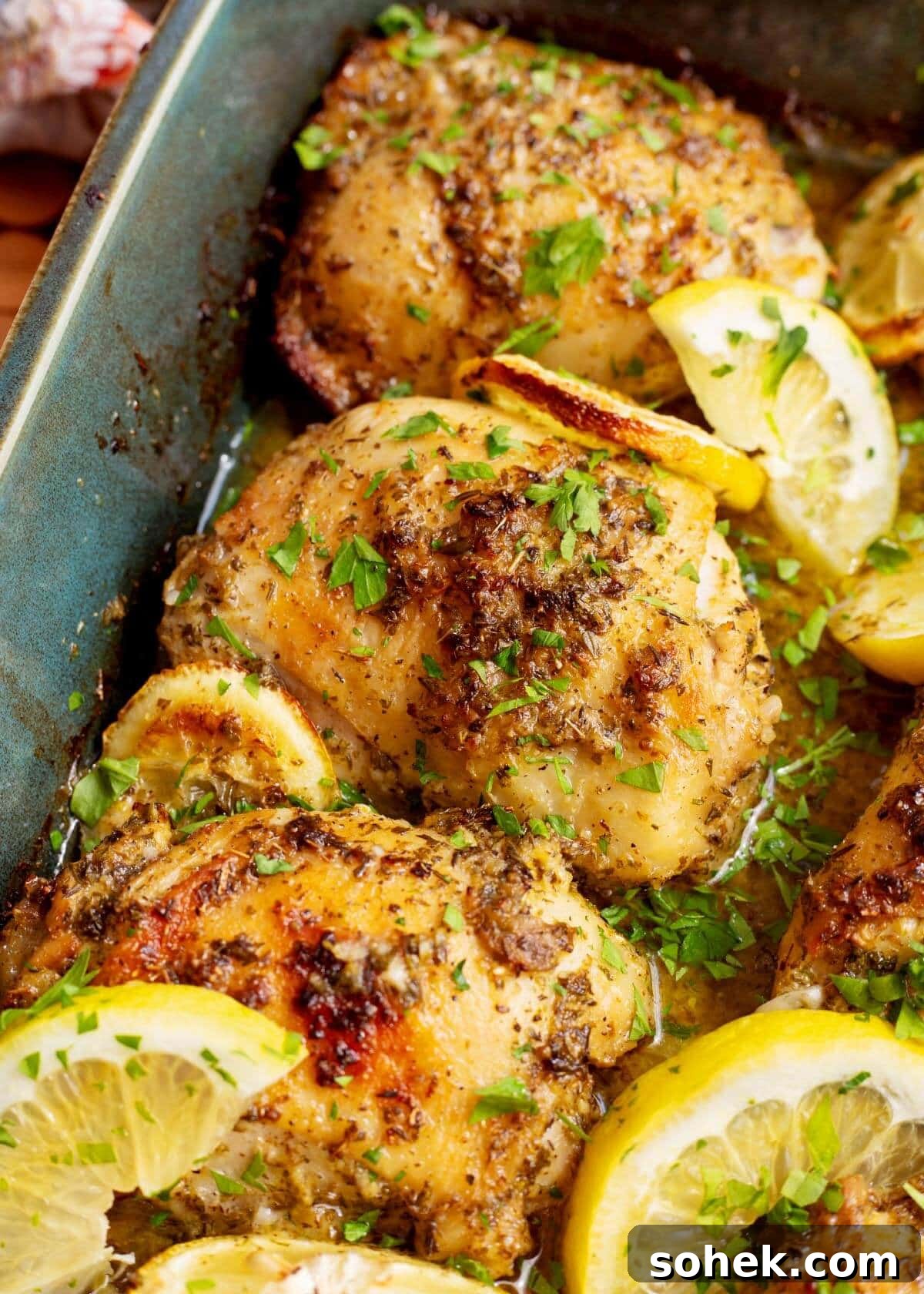 Greek Lemon Roasted Chicken Thighs with Garlic and Oregano 6 Greek Lemon Chicken Thighs
