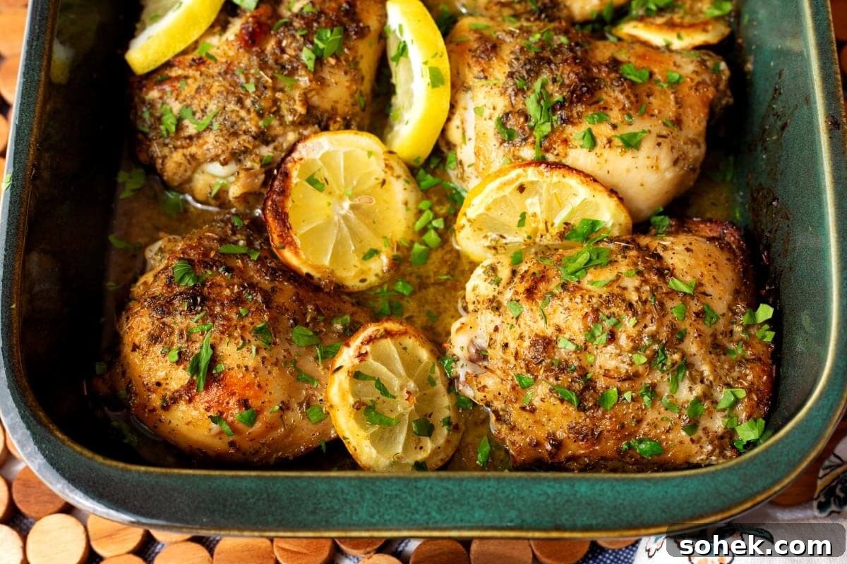 Greek Lemon Roasted Chicken Thighs with Garlic and Oregano 7 Greek Lemon Chicken Thighs