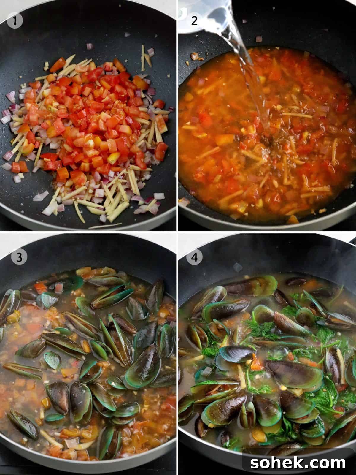 Mussel Soup (Sinabawang Tahong): Filipino Seafood Broth Recipe 4 making sinabawang tahong in a pot.