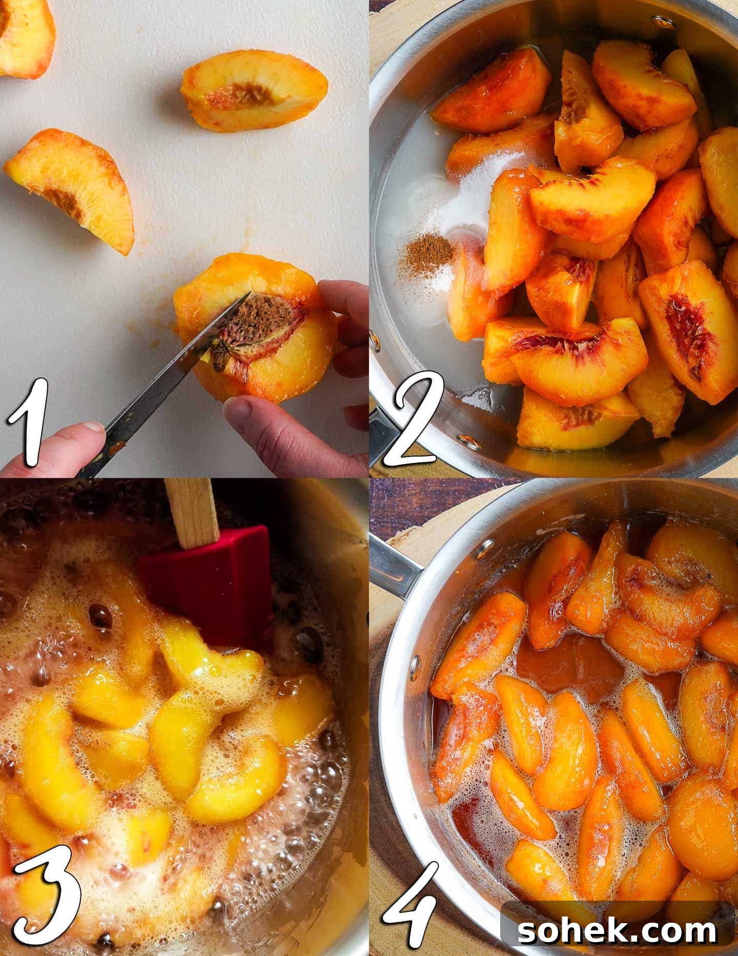 4 Steps of cooking stewed peaches