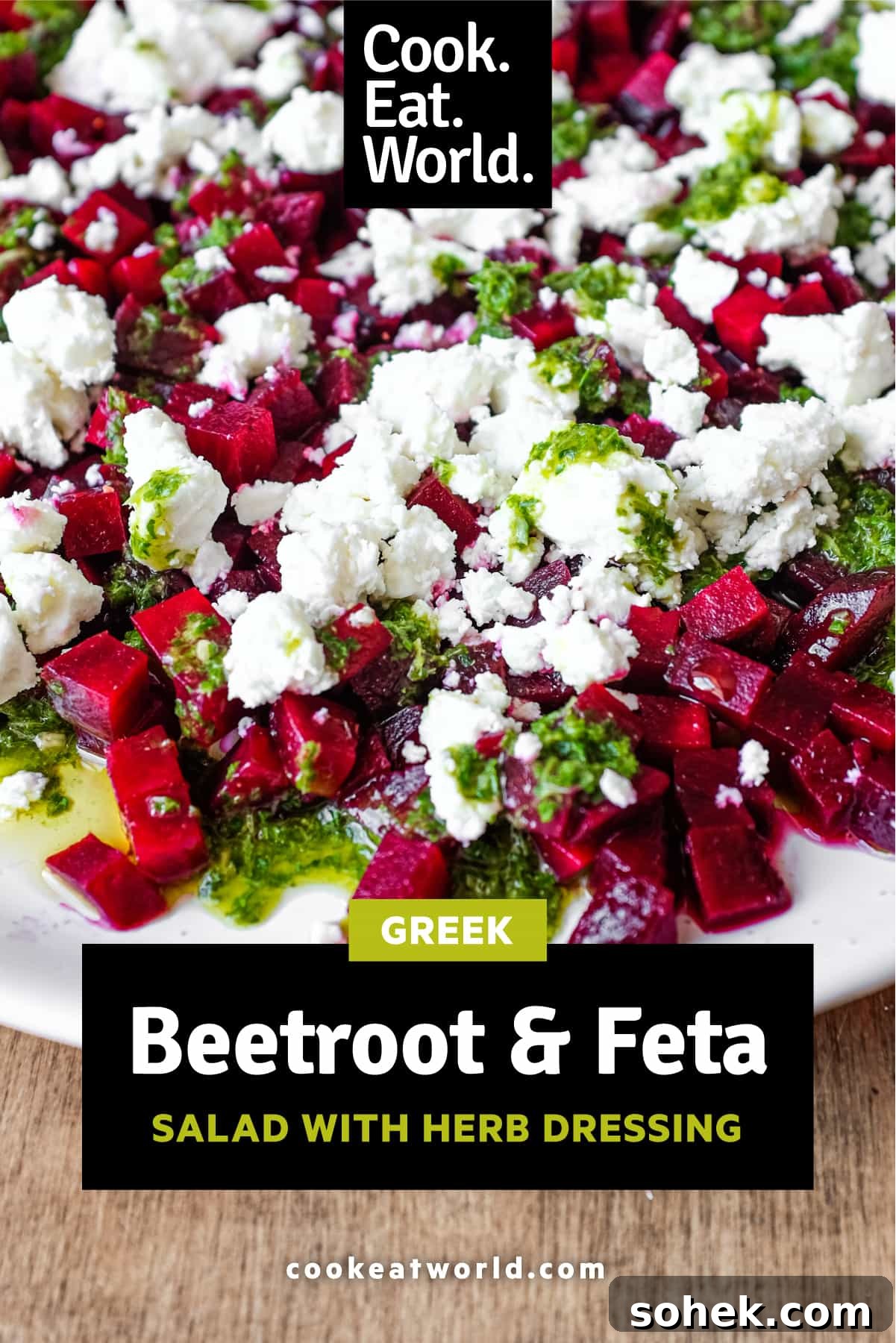 Beetroot & Feta Salad With Fresh Herb Dressing | cookeatworld.com A platter of beetroot & feta salad with a herb dressing