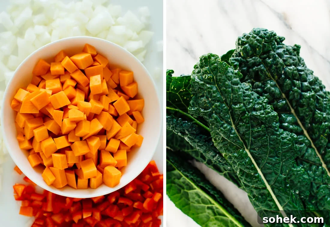 Hearty Sweet Potato, Kale & Chickpea Soup Recipe 3 ingredients