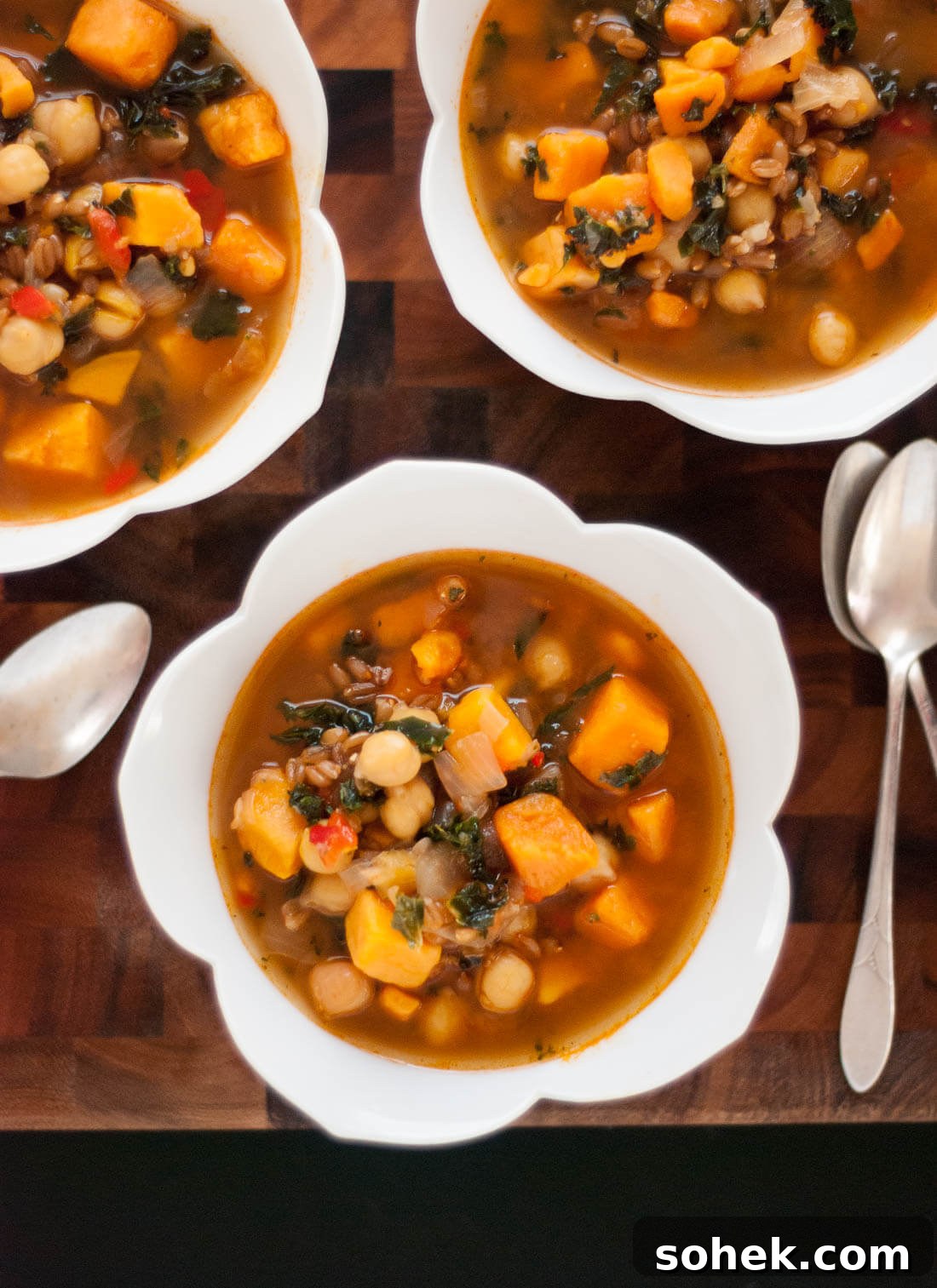 Hearty Sweet Potato, Kale & Chickpea Soup Recipe 8 Sweet potato, kale and farro soup
