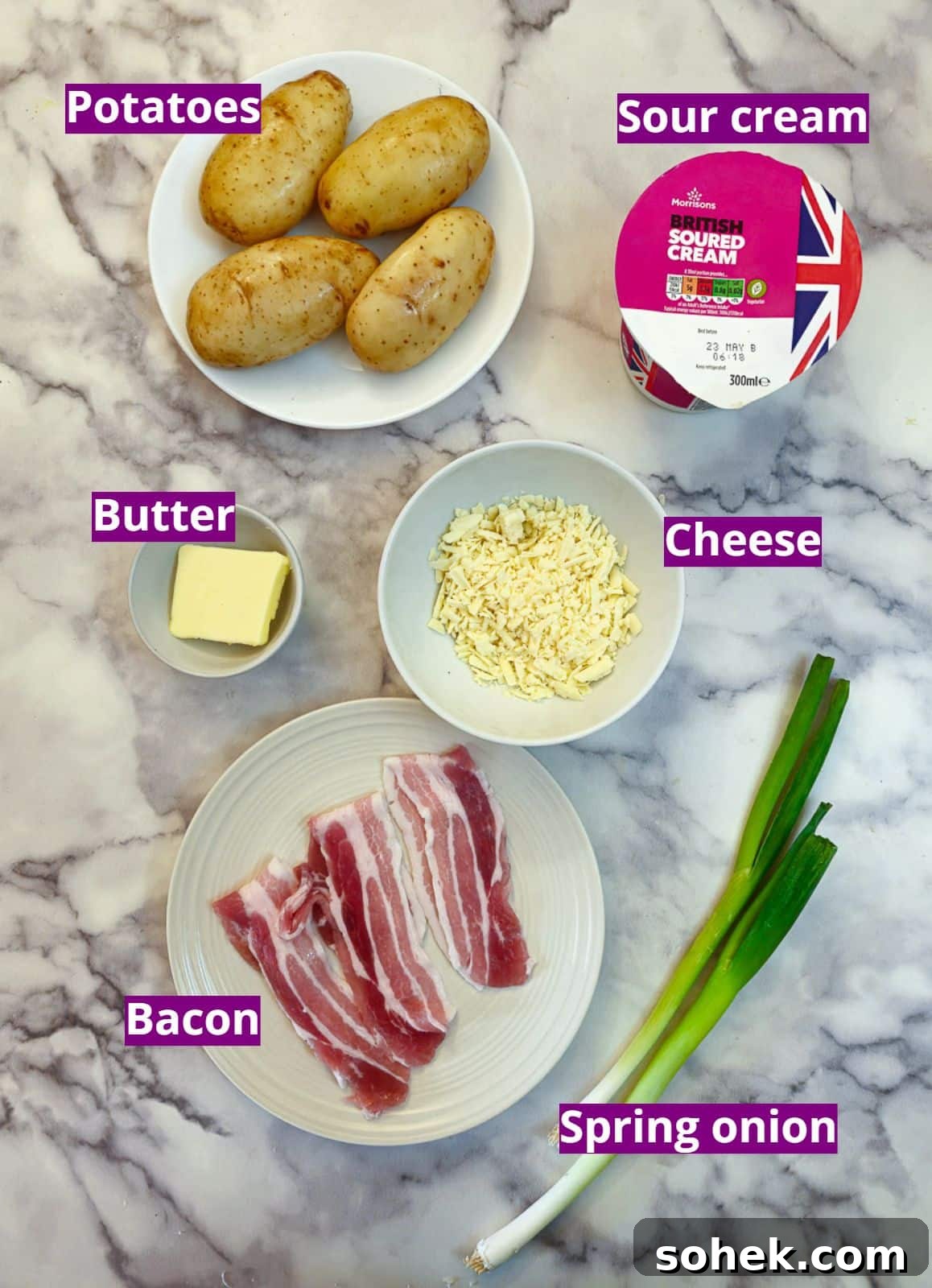 Ingredients for stuffed potato skins.