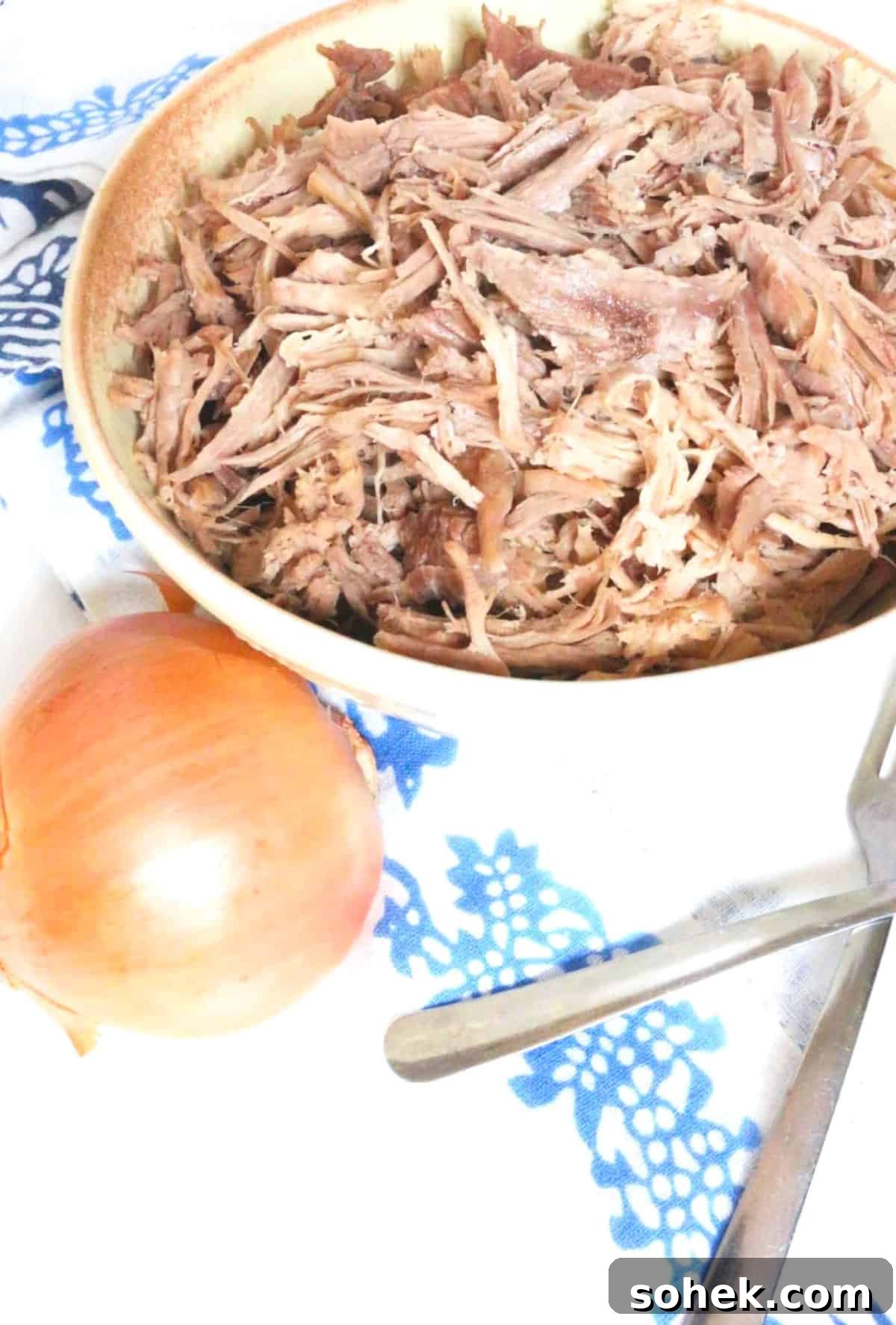 Authentic Mexican Shredded Pork (Carnitas) Recipe for Tacos 6 Shredded pork close-up