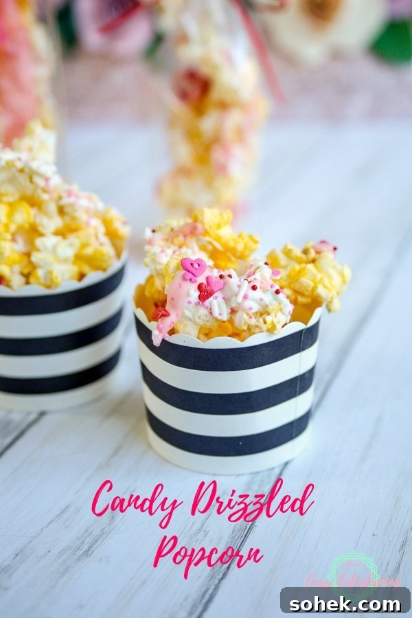 Candy-Drizzled Popcorn Recipe: Sweet, Crunchy Movie Snack 2 You're going to love how quick and easy it is to make this candy drizzled popcorn