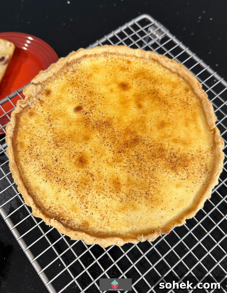 Gluten Free Egg Custard Tart, on cooling rack