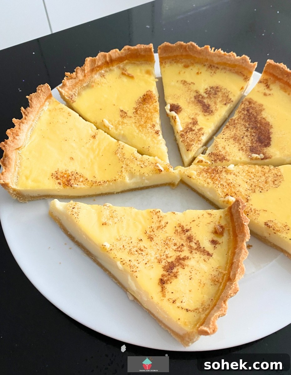 Gluten Free Egg Custard Tart, sliced