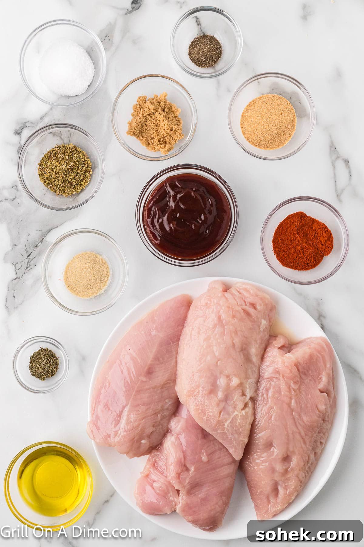 Juicy Grilled Turkey Tenderloin with Garlic Herb Marinade 3 Ingredients - turkey breast tenderloins, olive oil, BBQ Sauce, thyme leaves, pepper, brown sugar, paprika, salt, garlic powder, oregano, onion powder