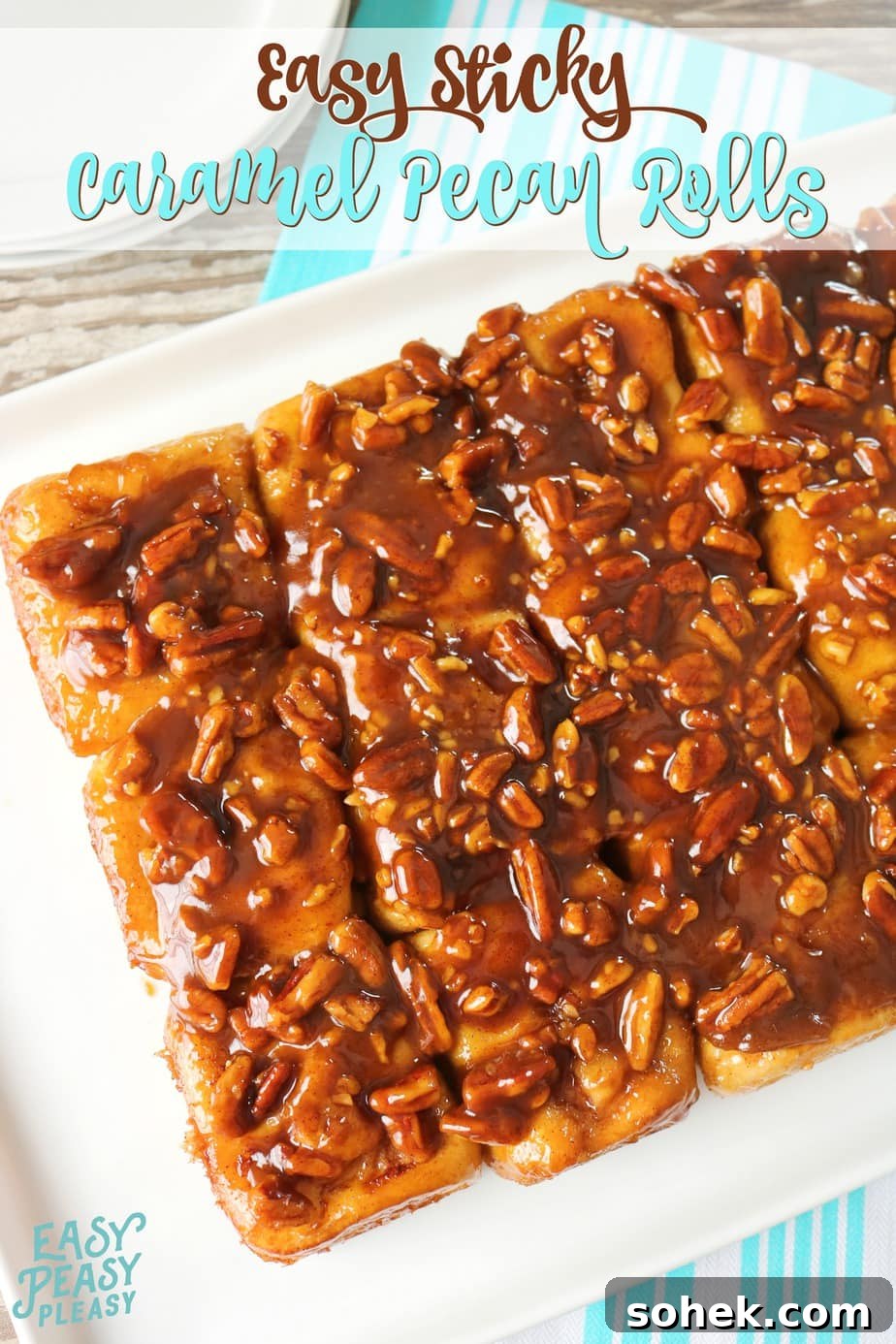 Easy Sticky Caramel Pecan Rolls using only 6 ingredients.