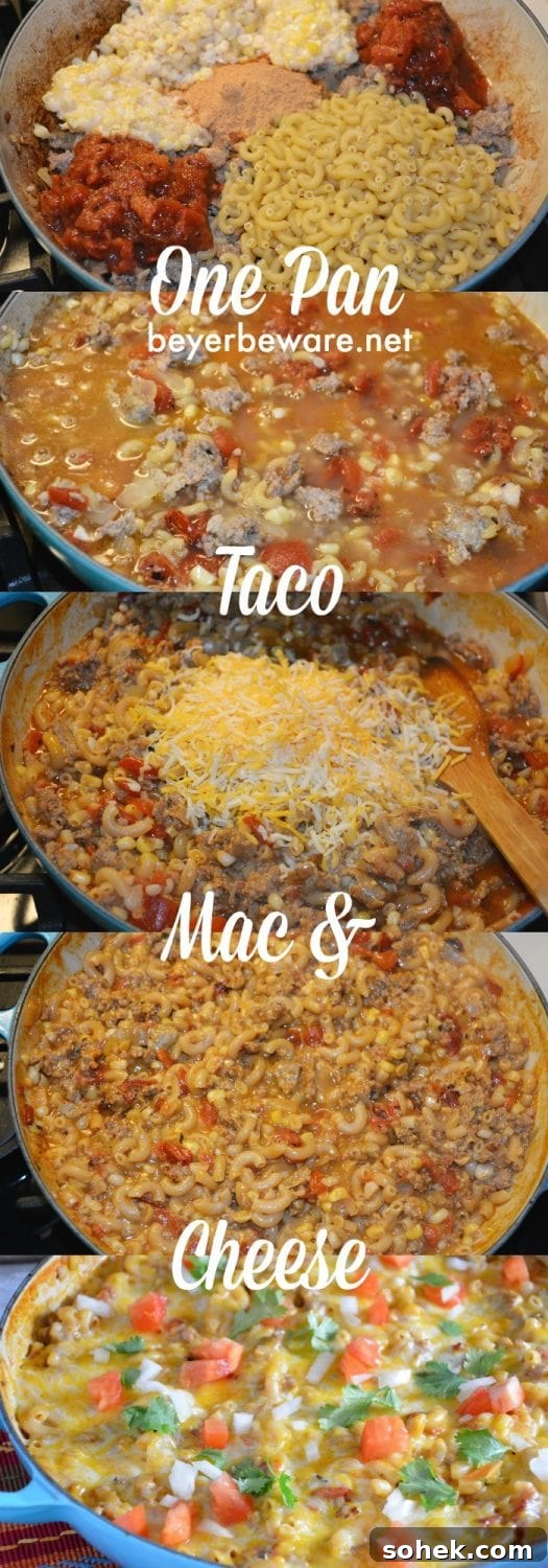 Finished taco mac in skillet