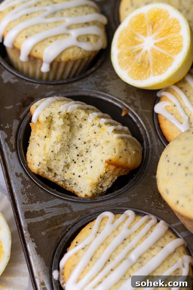 Lemon Poppy Seed Muffins Recipe with Zesty Glaze 4 lemon poppy seed muffins