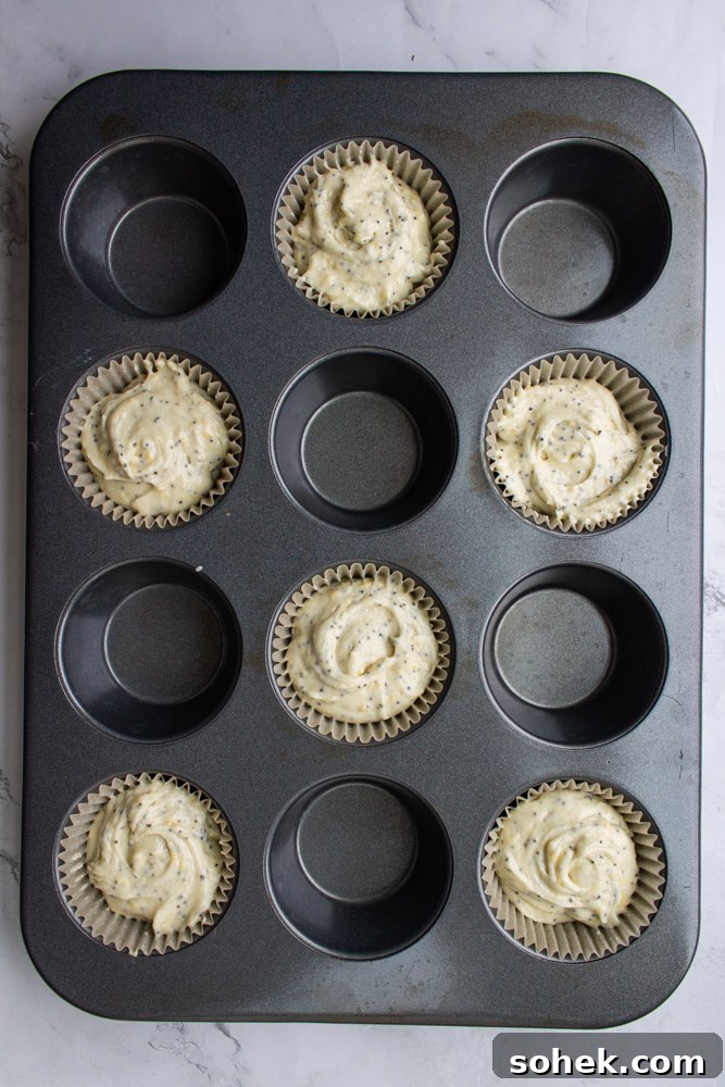 Lemon Poppy Seed Muffins Recipe with Zesty Glaze 5 lemon poppy seed muffins before baking