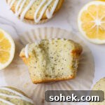 Lemon Poppy Seed Muffins Recipe with Zesty Glaze 6 lemon poppy seed muffins