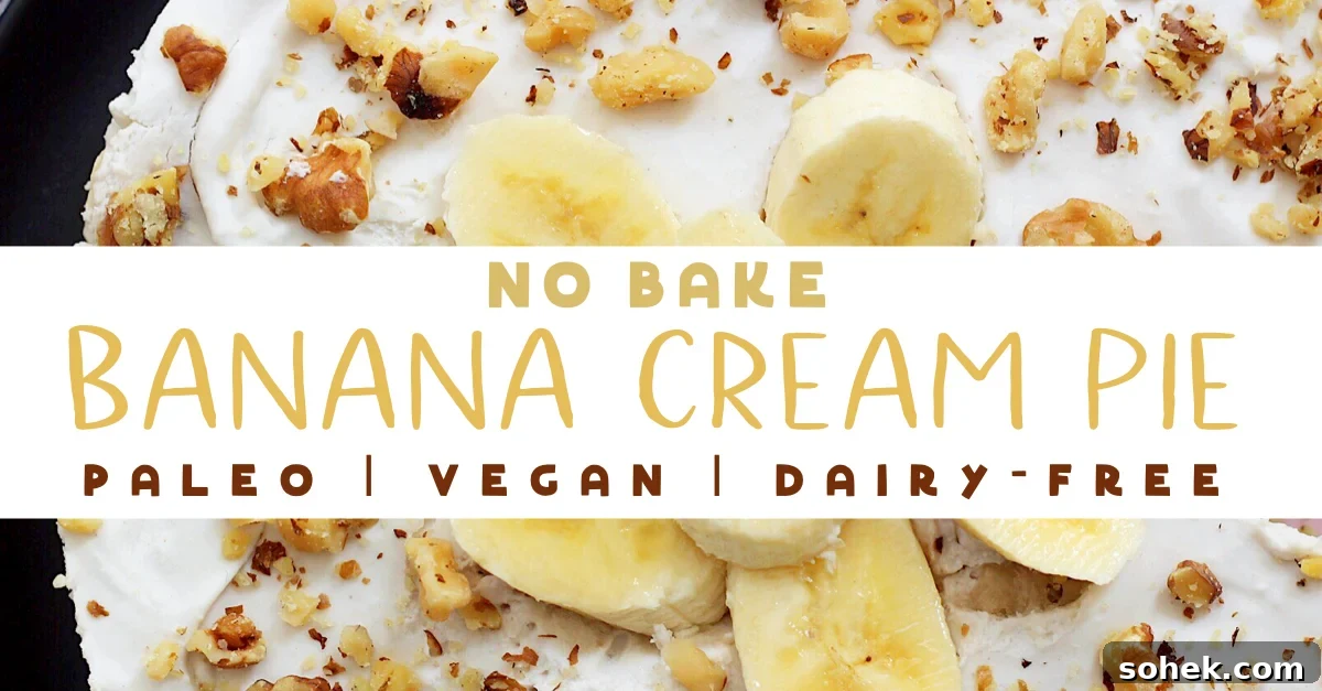 Paleo Banana Cream Pie: No-Bake Vegan Dessert Recipe 5 Paleo banana cream pie that you don't have to turn your oven on for! This easy banana cream pie is so simple and quick, it's the perfect treat for any occasion. It's also a vegan banana cream pie, so everyone can enjoy knowing this is a healthy dessert no matter how they eat!
