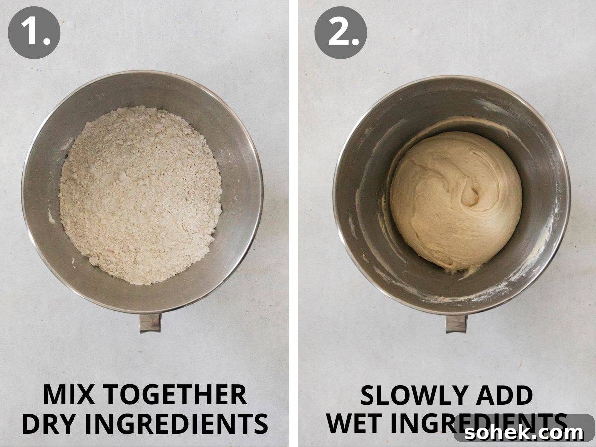 Soft Gluten-Free Dinner Rolls Recipe for Tender, Fluffy Buns 6 step 1 mix dry and step 2 add wet.
