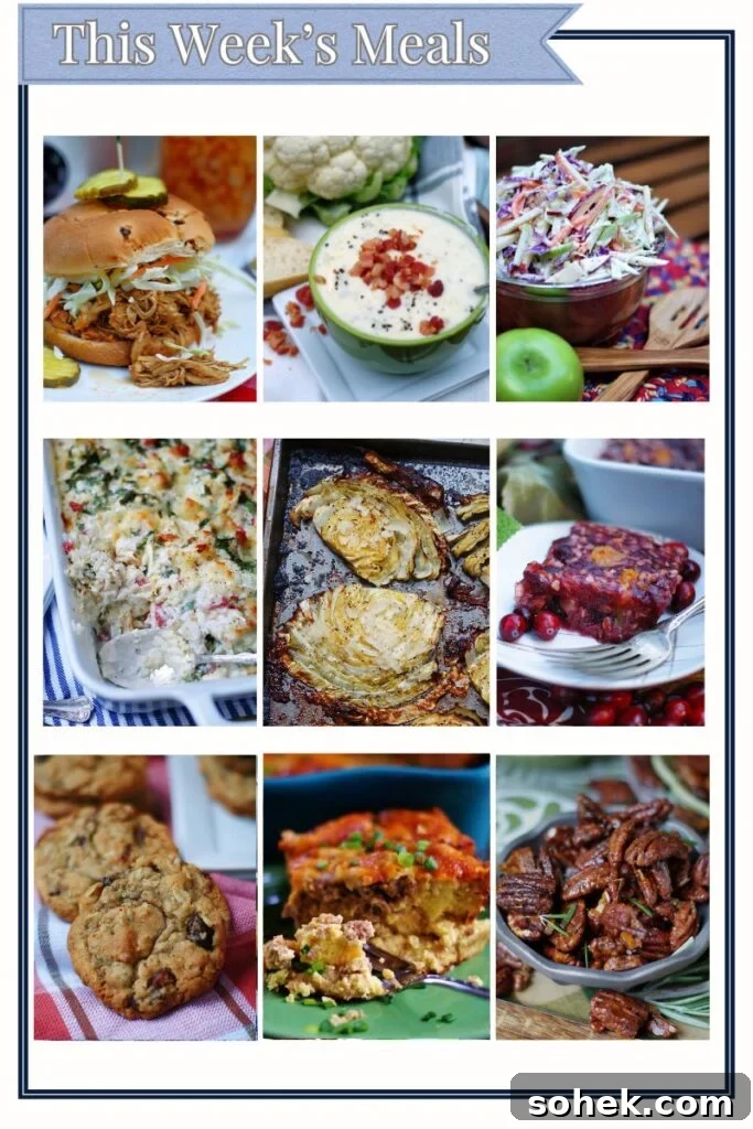 Graphic showing the 9 recipes featured in this week's chicken dinner meal ideas for Monday Menu.