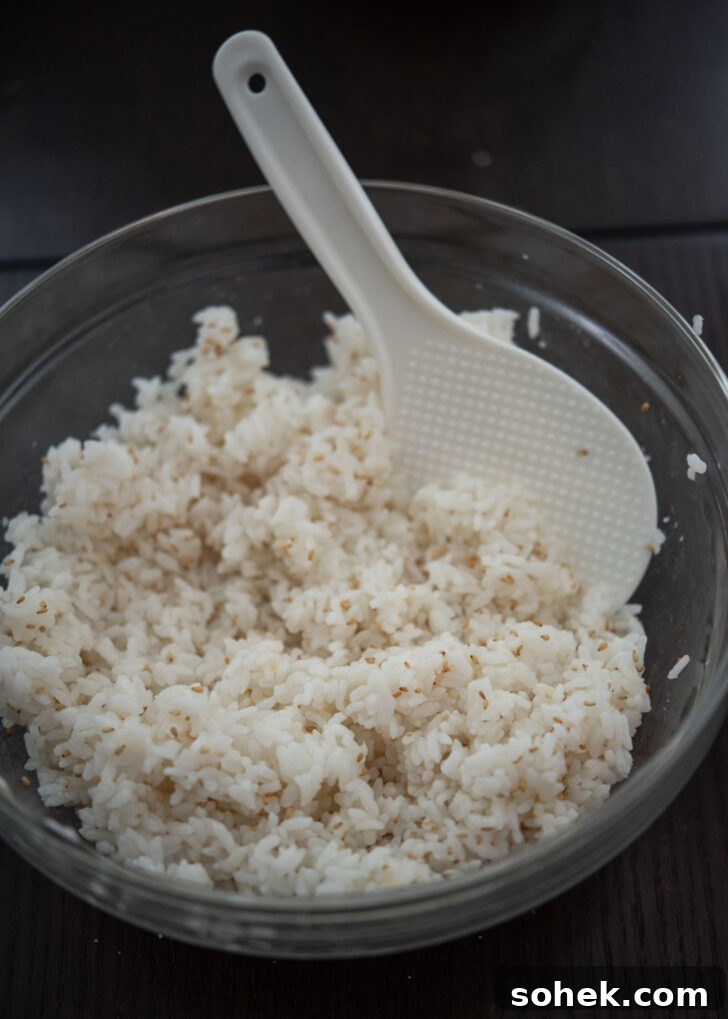 Warm short-grain rice tossed with sesame oil and salt