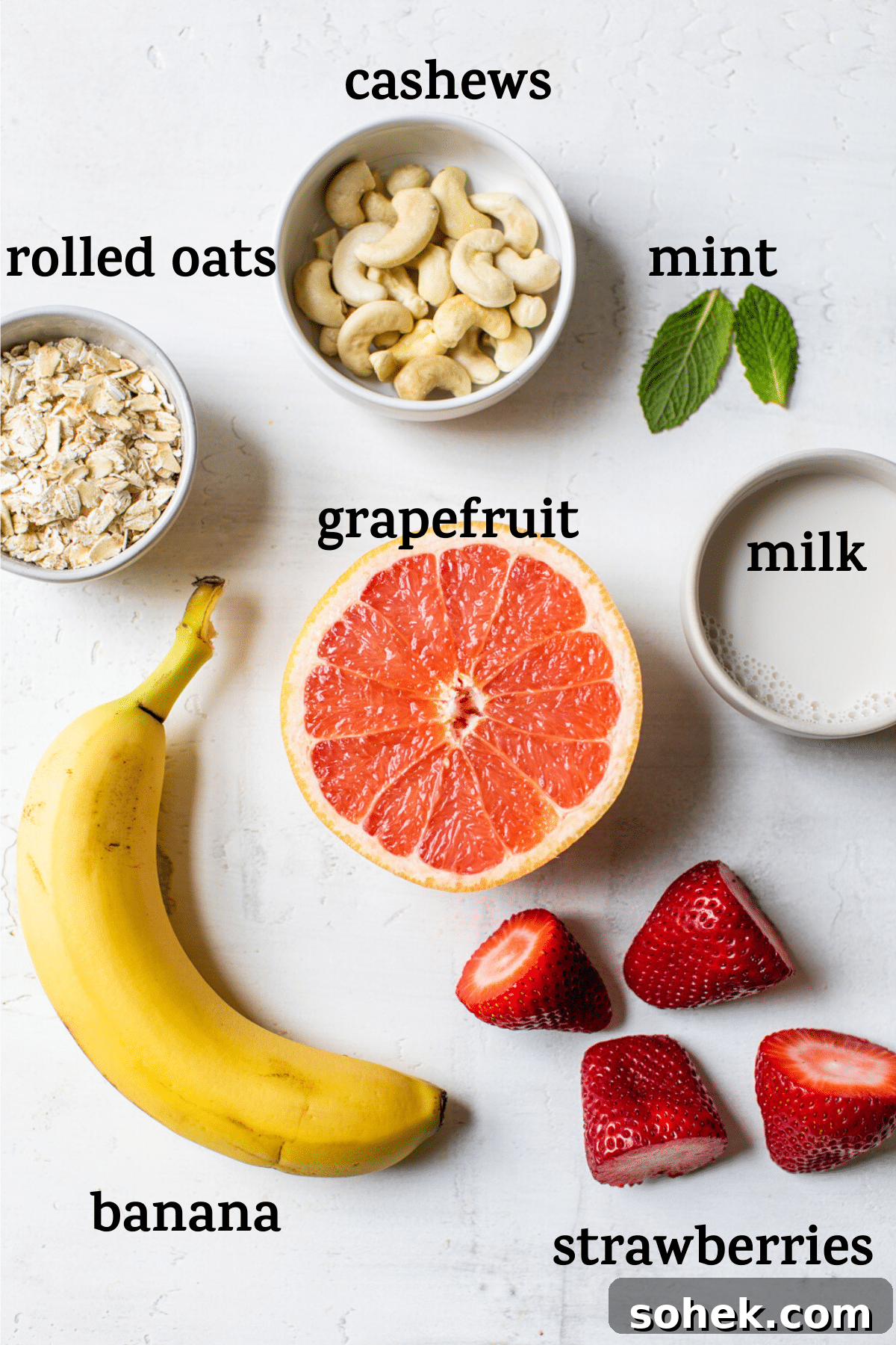 smoothie ingredients with text overlay