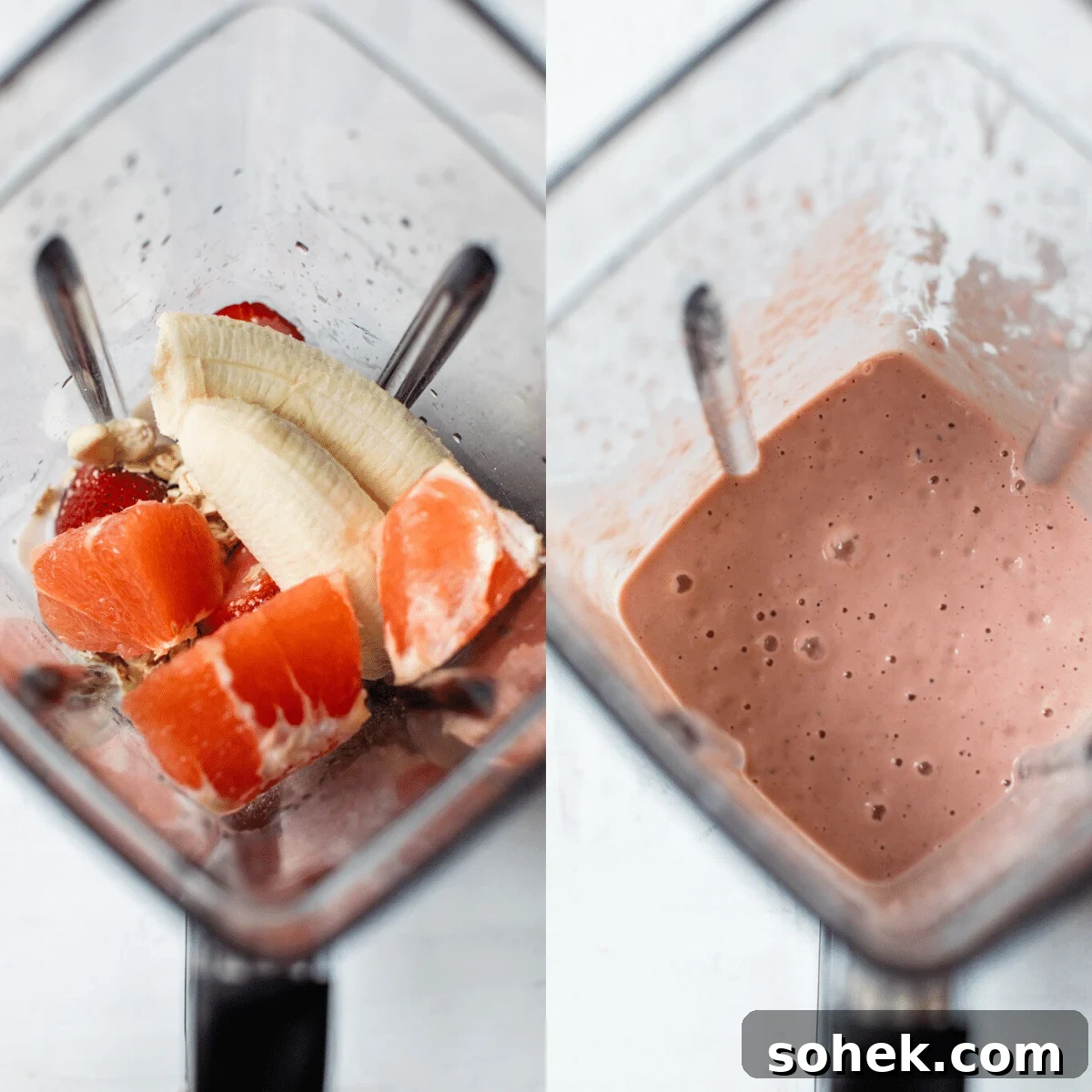 smoothie ingredients in a blender