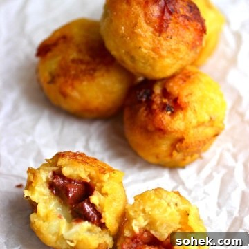 Ripe Plantain Buñuelos: Crispy Sweet Latin Snack Recipe 3 Ripe Plantain Balls (Buñuelos de Plátano Maduro)|mycolombianrecipes.com