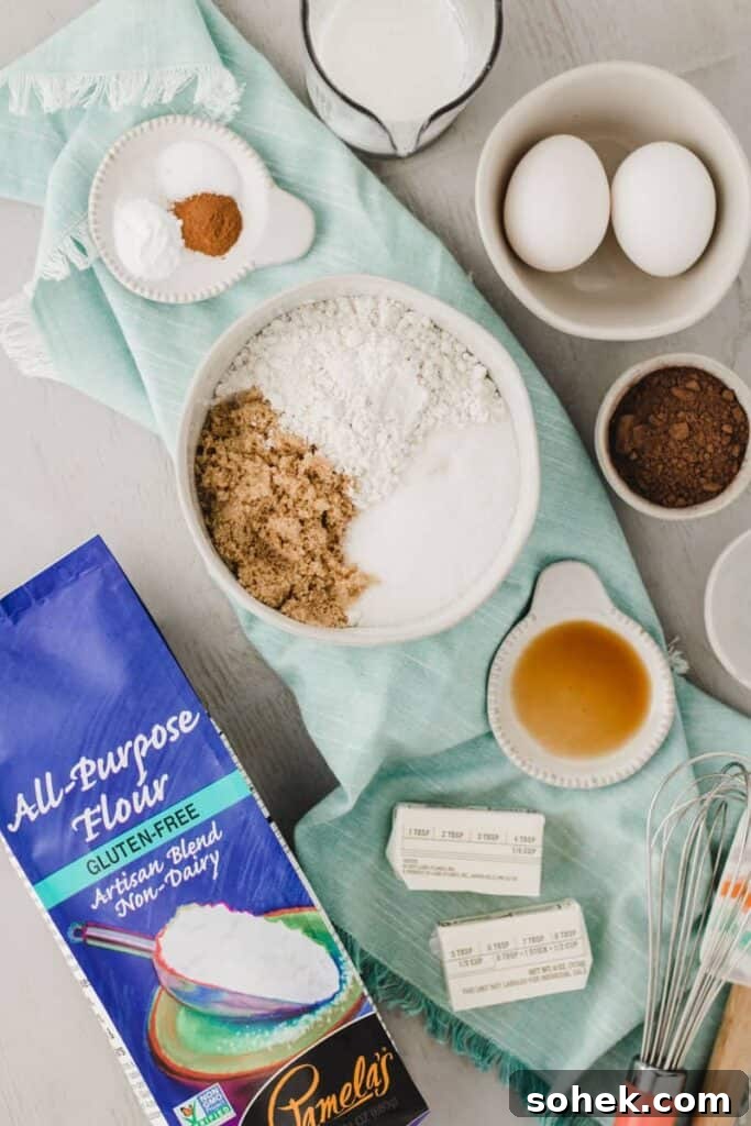 Gluten-Free Texas Sheet Cake Recipe: Moist Chocolate Sheet Cake 3 Ingredients for texas sheet cake on gray board.